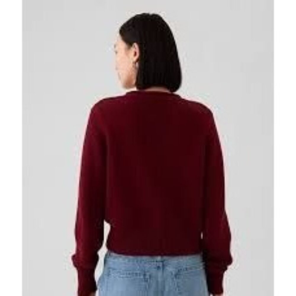 GAP Women's Burgundy Crewneck Sweater - Picture 2 of 8